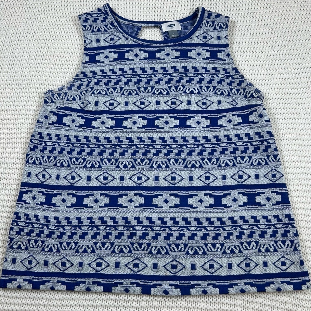 Old Navy Blue and Gray Knit Blouse with Nordic Pattern. Size Medium